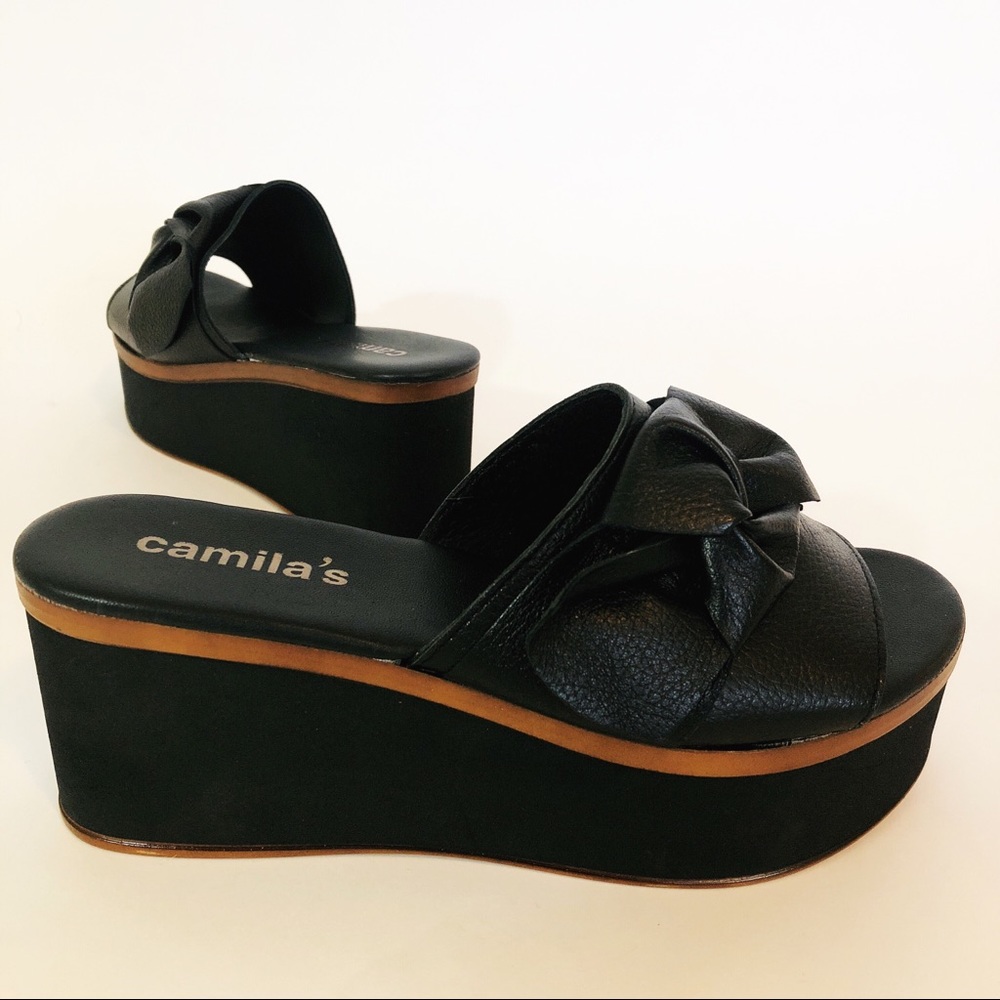 Camila’s European Leather Platform Wedge Sandal